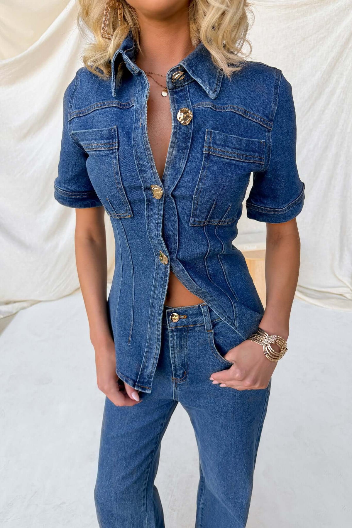 Everly Denim Top