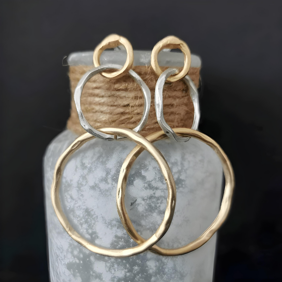 Chantel™ Vintage Gold & Silver Hoop Earrings