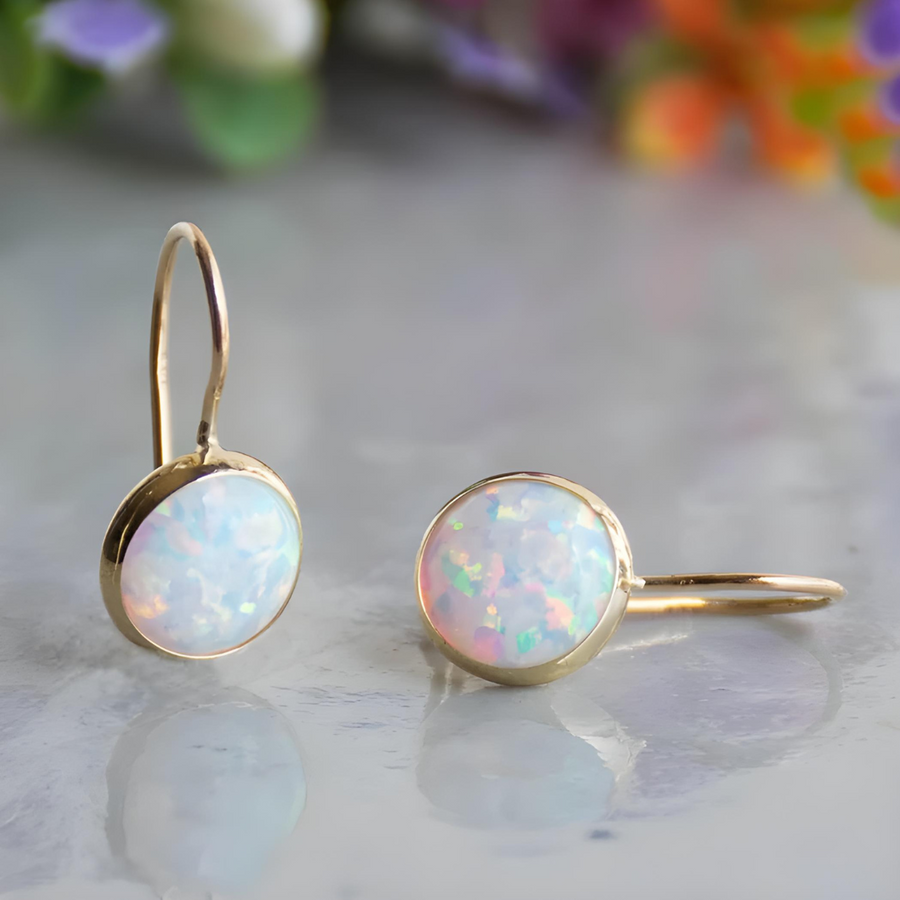 Nikki™ Vintage Opal Stone Gold Earrings